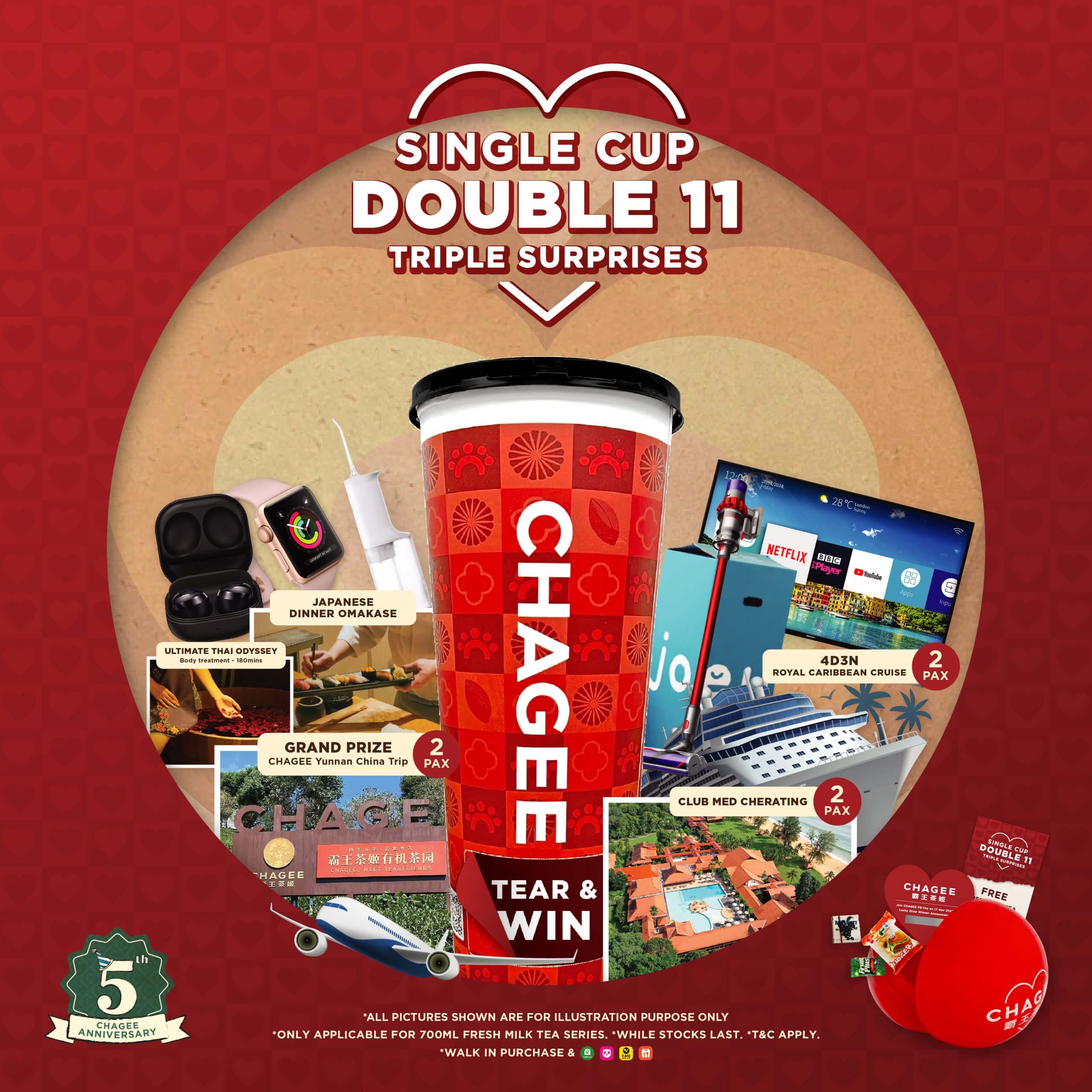 CHAGEE 11.11 “Single Cup, Double 11, Triple Surprises” Tear & Win Campaign